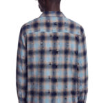 חולצת פלנל איינקר AINKER כחול משבצות דגם Flannel 1107 Plaid Overshirt אובר סייז כותנה מוברשת גימור משופשף