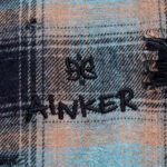 חולצת פלנל איינקר AINKER כחול משבצות דגם Flannel 1107 Plaid Overshirt אובר סייז כותנה מוברשת גימור משופשף