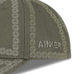 כובע בייסבול אינקר AINKER פרחוני ירוק זית לוגו כפול כותנה מתכוונן