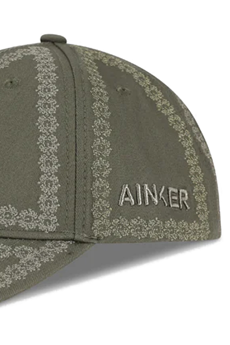 כובע בייסבול אינקר AINKER פרחוני ירוק זית לוגו כפול כותנה מתכוונן