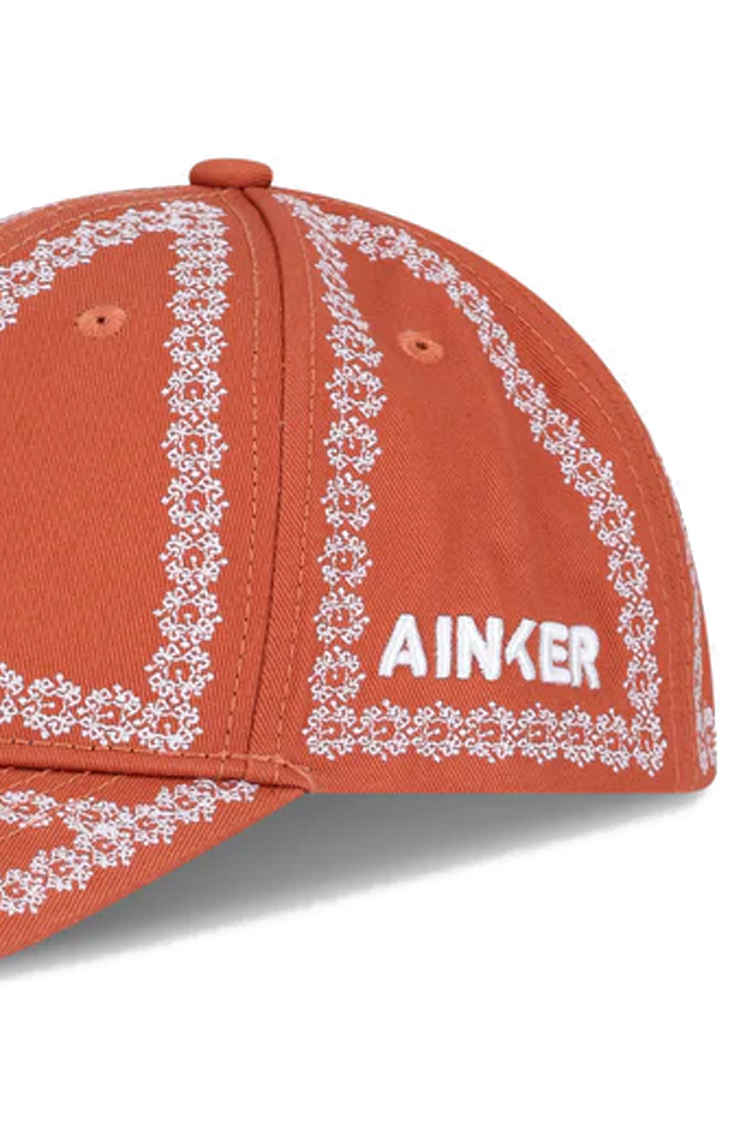 כובע בייסבול אינקר AINKER פרחוני כתום לוגו כפול כותנה מתכוונן