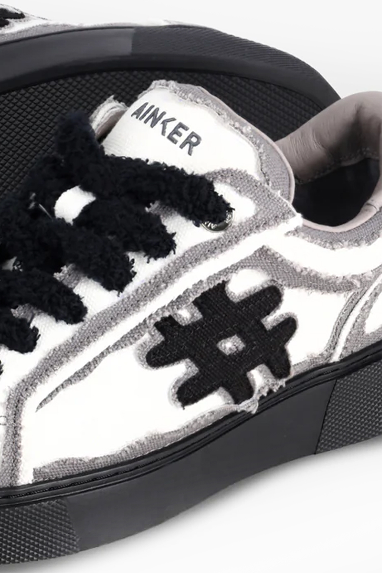 נעלי אינקר AINKER לבן שחור גברים סניקרס קנבס Pivot Canvas גזרת Mid תבנית פרומה