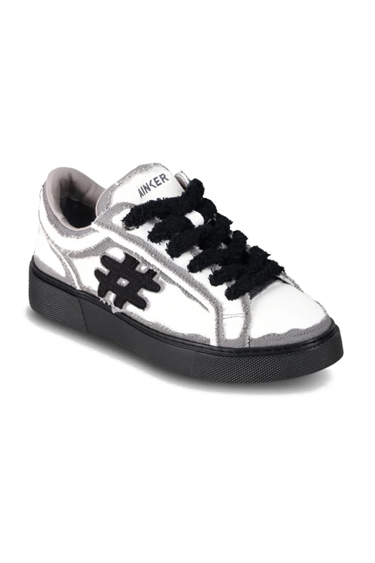 נעלי אינקר AINKER לבן שחור גברים סניקרס קנבס Pivot Canvas גזרת Mid תבנית פרומה