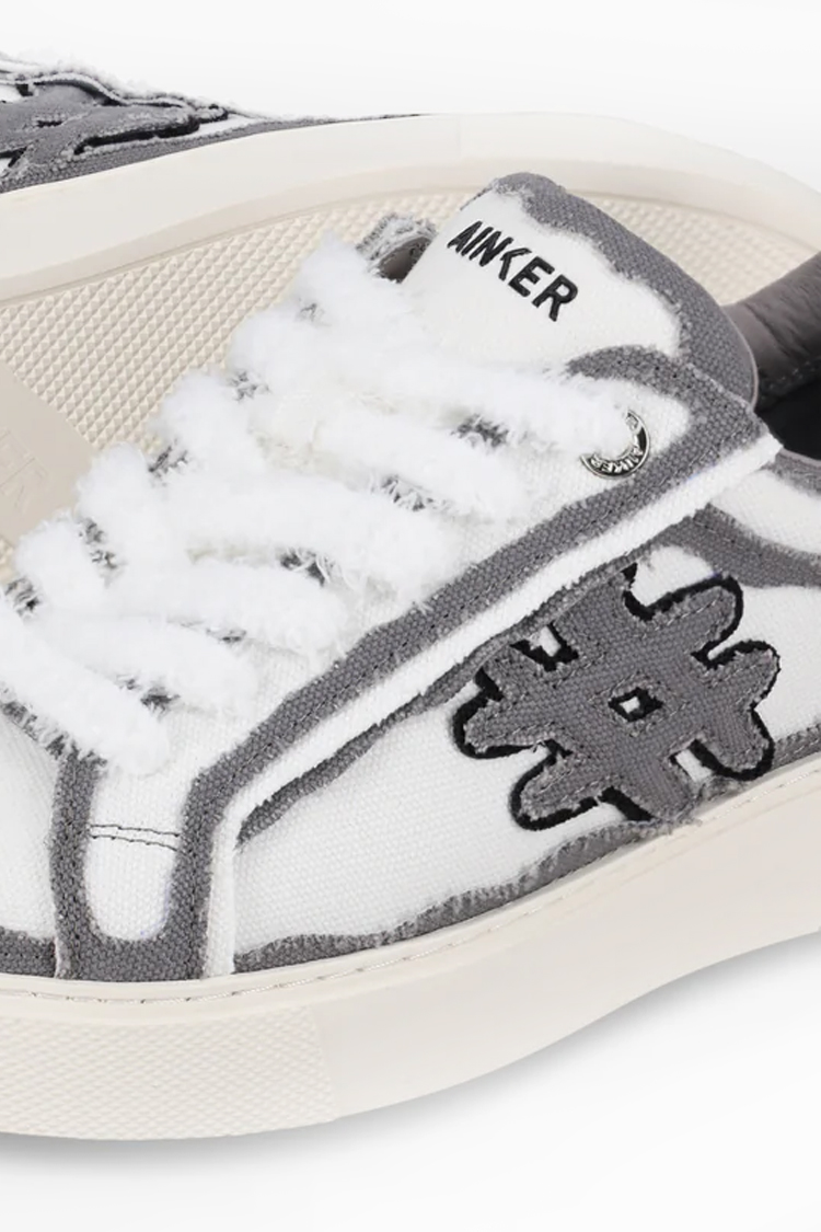 נעלי אינקר AINKER לבן אפור גברים סניקרס קנבס Pivot Canvas גזרת Mid תבנית פרומה