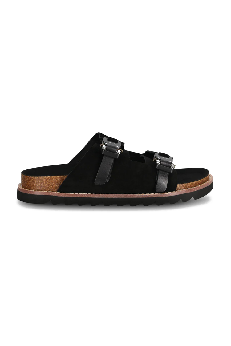 כפכפי עור אינקר AINKER שחור גברים דגם Swish Suede מדרס שעם אבזמי מתכת