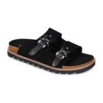 כפכפי עור אינקר AINKER שחור גברים דגם Swish Suede מדרס שעם אבזמי מתכת