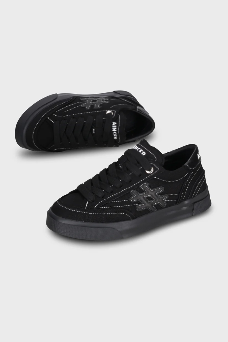 נעלי אינקר AINKER שחורות גברים סניקרס קנבס Super Star Canvas גזרת Mid סוליה עבה
