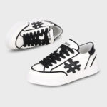 נעלי אינקר AINKER לבן/שחור גברים סניקרס קנבס Super Star Canvas גזרת Mid סוליה עבה