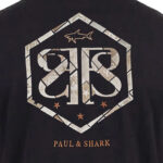 חולצה פול אנד שארק PAUL&SHARK שחורה גברים טי שירט גזרה נינוחה רקמה חזה גב