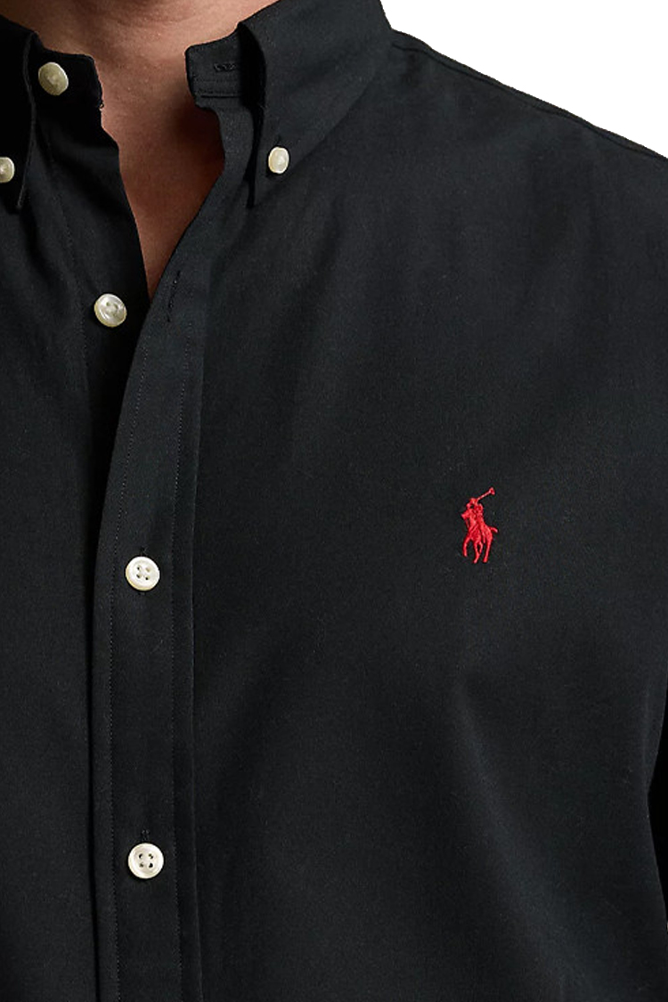 חולצה מכופתרת פולו ראלף לורן POLO RALPH LAUREN שחורה גברים גזרה נינוחה רקמת לוגו