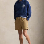 מכנס בגד ים פולו ראלף לורן POLO RALPH LAUREN חאקי גברים אורך בינוני פאץ רקמת פוני