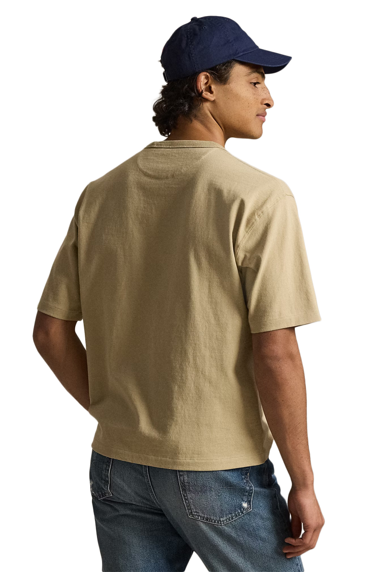 חולצה פולו ראלף לורן POLO RALPH LAUREN בז’ גברים טי שירט גזרה נינוחה קלאסית רקמת לוגו