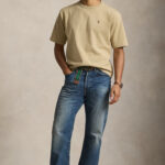 חולצה פולו ראלף לורן POLO RALPH LAUREN בז’ גברים טי שירט גזרה נינוחה קלאסית רקמת לוגו