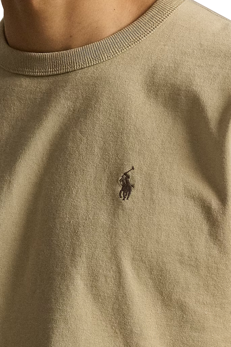 חולצה פולו ראלף לורן POLO RALPH LAUREN בז' גברים טי שירט גזרה נינוחה קלאסית רקמת לוגו