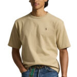 חולצה פולו ראלף לורן POLO RALPH LAUREN בז’ גברים טי שירט גזרה נינוחה קלאסית רקמת לוגו