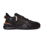 סניקרס פנדי FENDI שחור חום גברים נעליים Fendi Flow Slip-On גזרת מיד רוכסן מונוגרמה FF