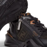 סניקרס פנדי FENDI שחור חום גברים נעליים Fendi Flow Slip-On גזרת מיד רוכסן מונוגרמה FF
