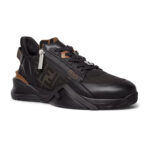 סניקרס פנדי FENDI שחור חום גברים נעליים Fendi Flow Slip-On גזרת מיד רוכסן מונוגרמה FF