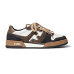 סניקרס פנדי FENDI חום לבן גברים נעליים Fendi Match Low גזרה נמוכה עור מונוגרמה FF