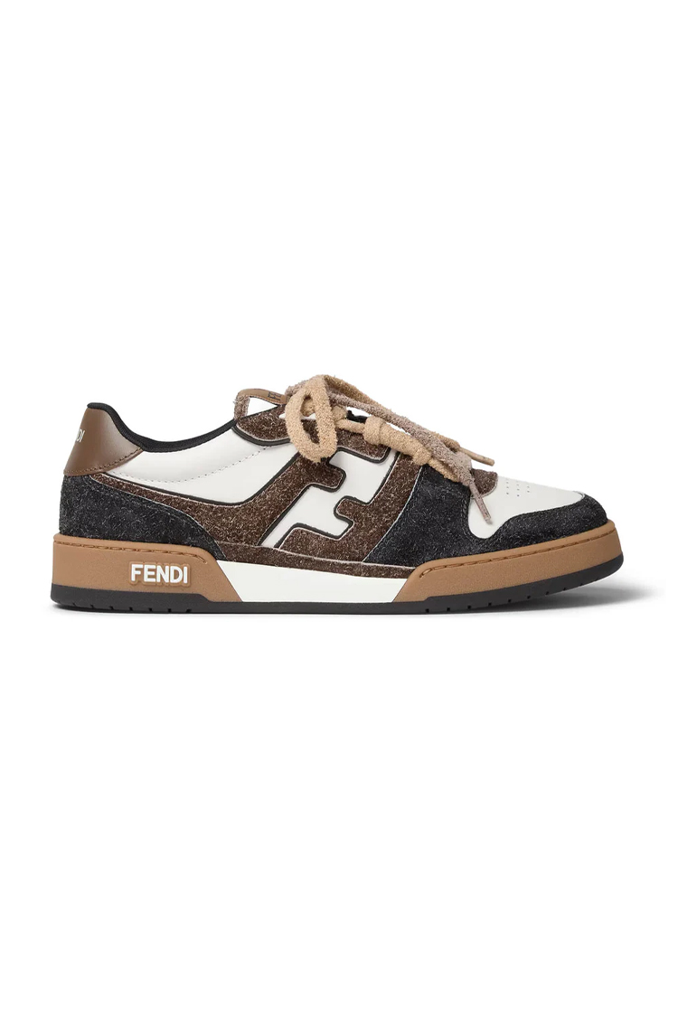 סניקרס פנדי FENDI חום לבן גברים נעליים Fendi Match Low גזרה נמוכה עור מונוגרמה FF