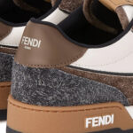 סניקרס פנדי FENDI חום לבן גברים נעליים Fendi Match Low גזרה נמוכה עור מונוגרמה FF