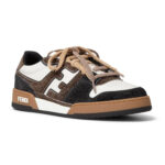 סניקרס פנדי FENDI חום לבן גברים נעליים Fendi Match Low גזרה נמוכה עור מונוגרמה FF
