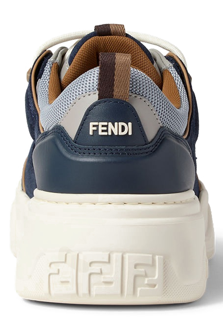 נעלי סניקרס פנדי FENDI גברים כחול/אפור Fendi Force גזרת MID עור איטלקי לוגו עקב
