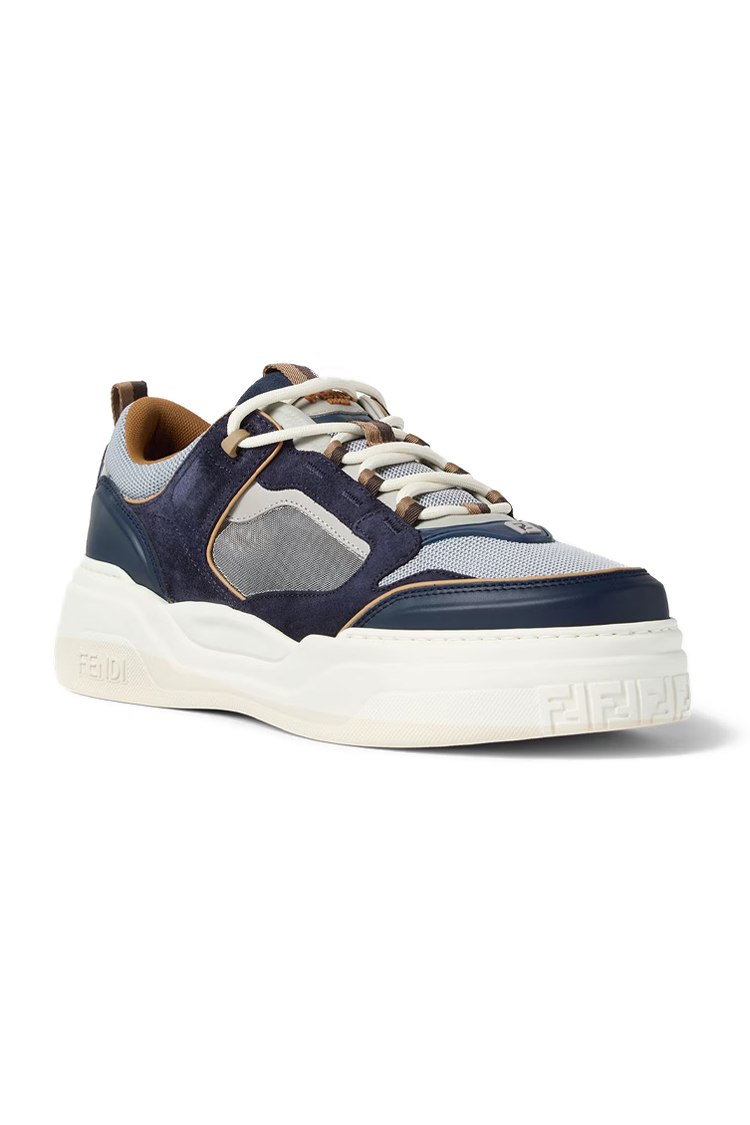 נעלי סניקרס פנדי FENDI גברים כחול/אפור Fendi Force גזרת MID עור איטלקי לוגו עקב
