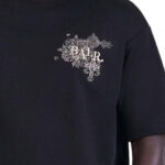 חולצה באלר BALR שחורה גברים טי שירט גזרה משוחררת רקמה פאץ עורף חצי מבריק