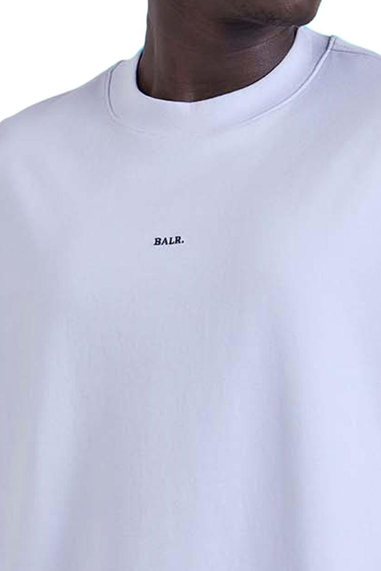 חולצה באלר BALR תכלת גברים טי שירט גזרה משוחררת סולידית רקמה פאץ עורף חצי מבריק