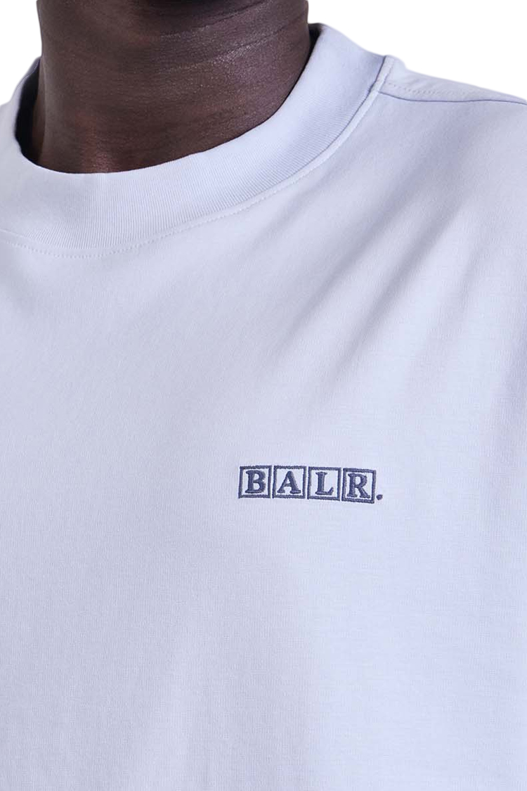 חולצה באלר BALR תכלת גברים טי שירט גזרה משוחררת כותנה חצי מבריק רקמה חזה רקמה פרחונית גב