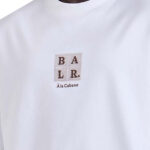 חולצה באלר BALR לבן גברים טי שירט גזרה משוחררת כותנה חצי מבריק רקמת מותן הדפס שכמות