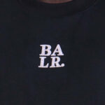 חולצה באלר BALR שחורה גברים טי שירט גזרה משוחררת סולידית רקמה פאץ עורף חצי מבריק