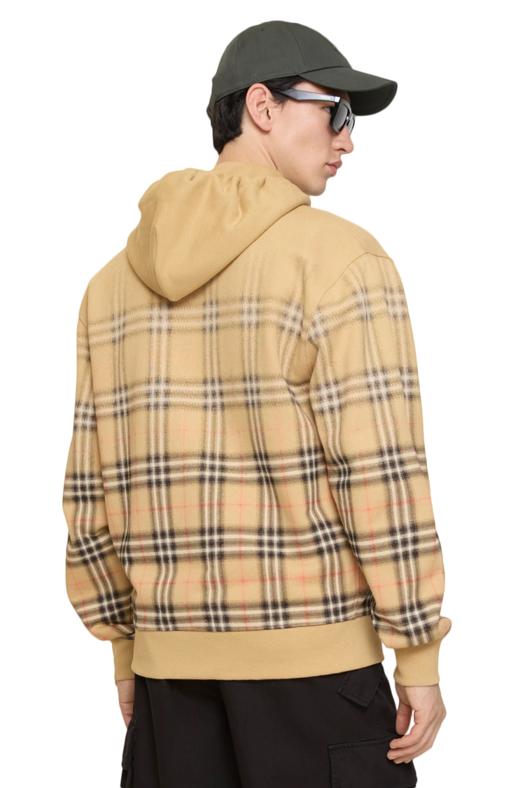 קפוצון ברברי BURBERRY בז גברים קפוצ’ון משבצות Gradient Check גזרה משוחררת הדפס דהוי