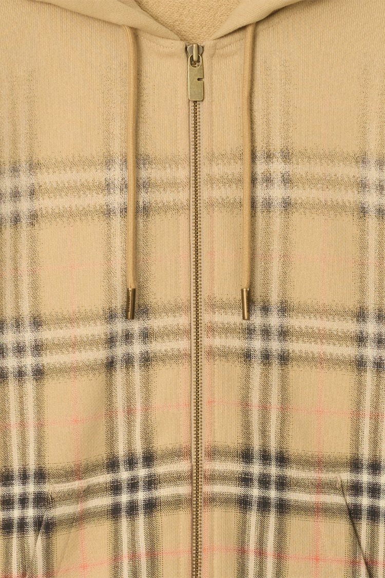 קפוצון ברברי BURBERRY בז גברים קפוצ'ון משבצות Gradient Check גזרה משוחררת הדפס דהוי