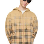 קפוצון ברברי BURBERRY בז גברים קפוצ’ון משבצות Gradient Check גזרה משוחררת הדפס דהוי