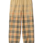מכנס טרנינג ברברי BURBERRY בז גברים מכנסיים משבצות Gradient Check גזרה משוחררת הדפס דהוי