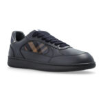 סניקרס ברברי BURBERRY שחור כחול גברים נעליים Check Terrace גזרה נמוכה עור משבצות