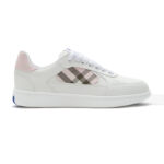 סניקרס ברברי BURBERRY נשים לבן ורוד נעליים Check Terrace גזרה נמוכה עור משבצות