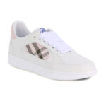 סניקרס ברברי BURBERRY נשים לבן ורוד נעליים Check Terrace גזרה נמוכה עור משבצות
