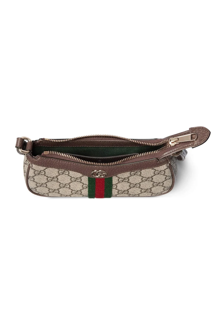 תיק ערב גוצ’י GUCCI חום בד ארוג עור דגם Ophidia mini shoulder bag רצועה מתכווננת