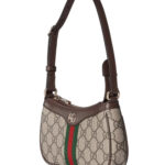 תיק ערב גוצ’י GUCCI חום בד ארוג עור דגם Ophidia mini shoulder bag רצועה מתכווננת