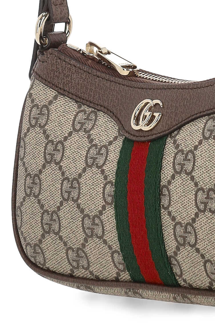 תיק ערב גוצ'י GUCCI חום בד ארוג עור דגם Ophidia mini shoulder bag רצועה מתכווננת