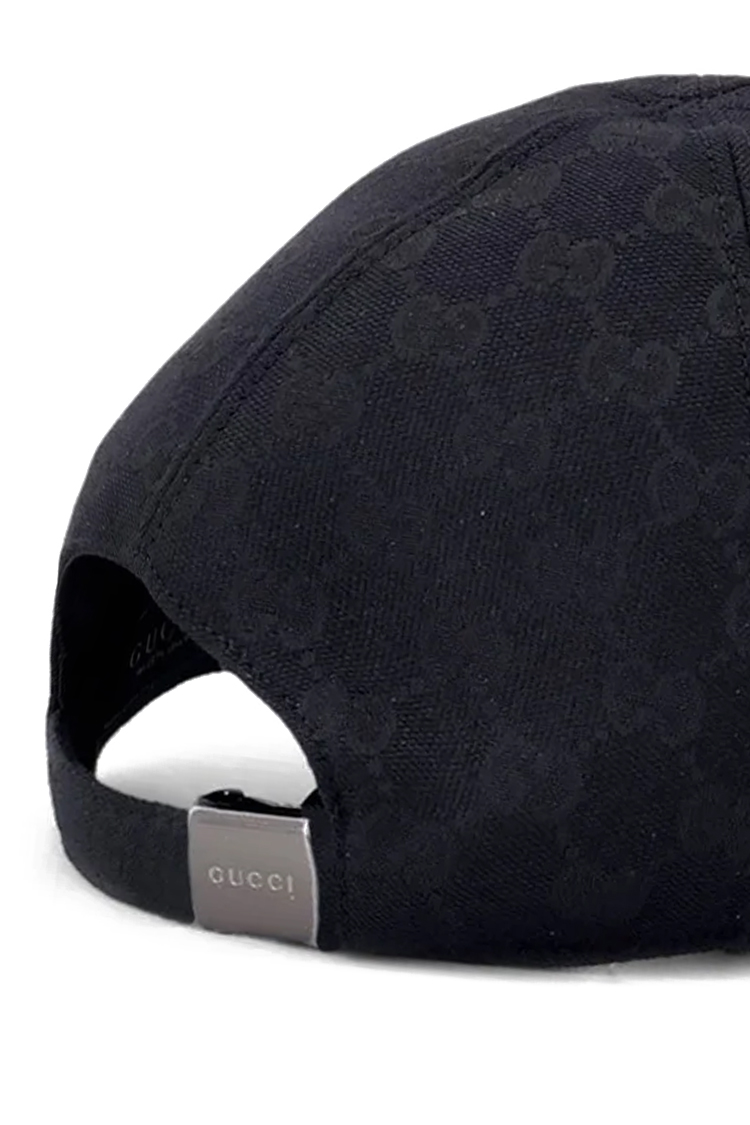 כובע גוצ'י GUCCI שחור GG baseball hat with Web גברים כובע בייסבול מונוגרמה פסים רצועת עור