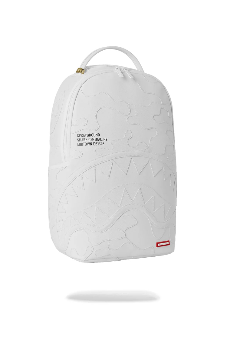 תיק גב ספרייגראונד SPRAYGROUND לבן Shark Central Camo Cut תבליט כריש קמופלאז למחשב