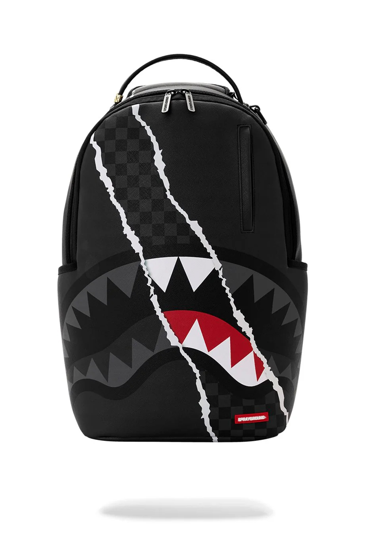תיק גב ספרייגראונד SPRAYGROUND שחור אפור Center Rip Revealing Gray תבליט כריש קרעים למחשב