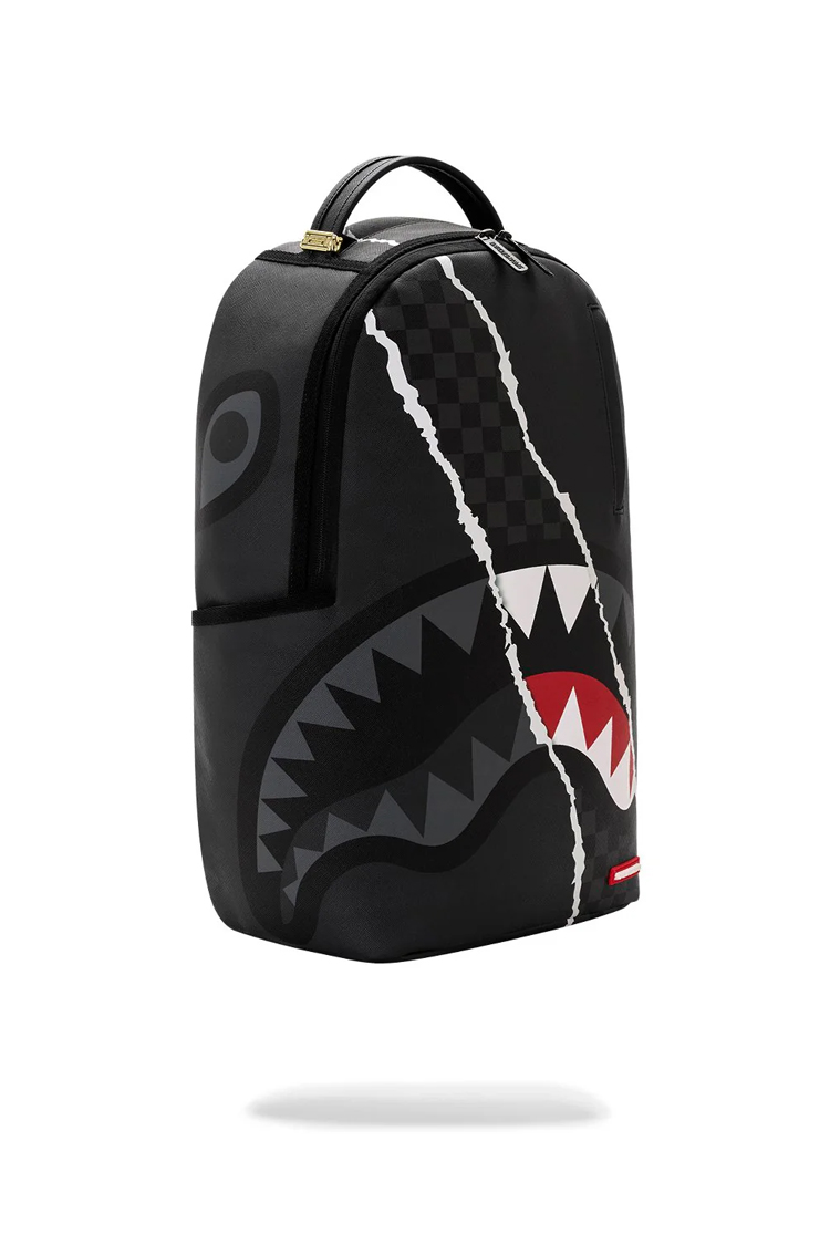 תיק גב ספרייגראונד SPRAYGROUND שחור אפור Center Rip Revealing Gray תבליט כריש קרעים למחשב