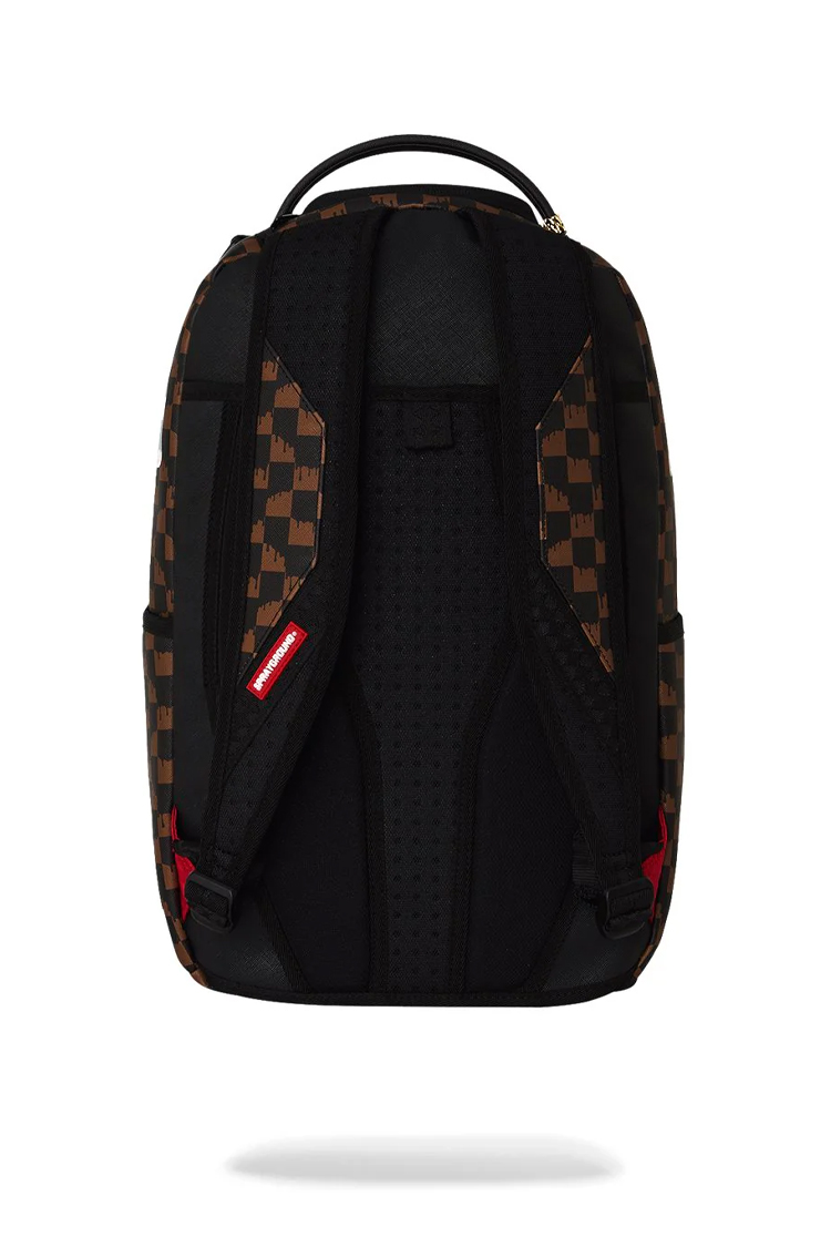 תיק גב ספרייגראונד SPRAYGROUND שחור חום Brown and Cream Drip Check תבליט כריש משבצות נוזלות למחשב