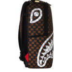 תיק גב ספרייגראונד SPRAYGROUND שחור חום Brown and Cream Drip Check תבליט כריש משבצות נוזלות למחשב