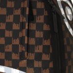 תיק גב ספרייגראונד SPRAYGROUND שחור חום Brown and Cream Drip Check תבליט כריש משבצות נוזלות למחשב